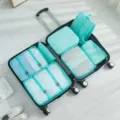 Wasserdichtes 7-teiliges Reise-Organizer-Set in Himmelblau für Koffer und Gepäckaufbewahrung - Standard 7-Teiliges Set / 7-teiliges Set / Seeblau