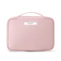 Professional large capacity pink portable travel makeup bag with handle and zipper closure - L / Light Pink