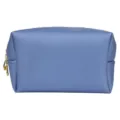 Portable blue waterproof cosmetic bag with gold zipper and textured Saffiano PU finish - 18x7x11cm / M / Haze Blue