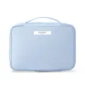 Large capacity portable light blue makeup organizer bag with a handle and zipper - L / Light Blue