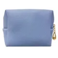 Light blue Saffiano leather octagonal makeup pouch with gold-tone zipper pull - 12x6x8cm / Mini Small / Haze Blue