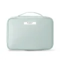 Portable travel makeup bag in mint green featuring a top handle and sturdy zipper - L / Light Green