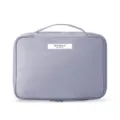 High-quality portable lavender makeup bag with top handle and large storage capacity for travel - L / Light Gray