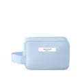 Portable light blue travel makeup bag with a sturdy side handle and Makeup Beauty logo - S / Light Blue
