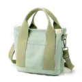Minimalist light green canvas tote bag with khaki straps, large capacity for daily use - Crossbody Style / Green / S