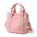 Japanese style pink canvas tote bag with adjustable shoulder strap for daily commute - Crossbody Style / Pink / S