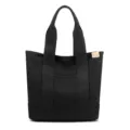 Minimalist black canvas tote bag with large capacity for daily commuting and errands - Handbag Style / Black / L