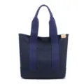 Large capacity Japanese style canvas tote bag in navy blue for daily commute use - Handbag Style / Dark Blue / L