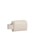 Cream white PU leather makeup bag with vertical quilted texture - Handheld Style (Cake Bag) / 17x6x11.5cm / Off White