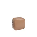 Stylish brown quilted PU leather makeup bag and waterproof cosmetic organizer pouch - Small Square / 12x12x5cm / Khaki