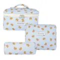 3-piece light blue quilted cotton cosmetic bag set featuring cute cartoon dog patterns - Doggy Birthday