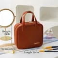 Professional mocha brown waterproof makeup bag, handheld square storage, 21x8x19cm - Square Face Style / 21x8x19cm / Mocha Brown
