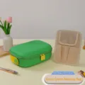 Grass green durable EVA makeup bag set with a removable cosmetic brush organizer board - With Makeup Brush Plate / Fruit Green