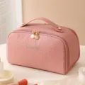 Große tragbare rosa Kosmetiktasche für Reisen mit einer hochwertigen strukturierten Oberfläche - Rosa