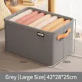 Large foldable grey fabric storage box for wardrobe clothes organization, 42x28x25cm - Steel Frame Style (1 Pack) / Large (42x28x25cm) / Gray