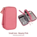 Sac de rangement portable double couche pour accessoires numériques rose, 19x11cm - Petit 2 Niveaux / Rose