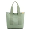 High quality sage green Japanese style canvas tote bag for daily commute and casual use - Handbag Style / Green / L