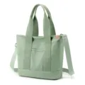Sage green canvas tote bag with adjustable shoulder strap and large capacity design - Crossbody Style / Green / L
