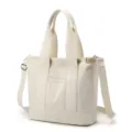Minimalist cream canvas tote bag featuring dual handles and an adjustable shoulder strap - Crossbody Style / White / L