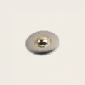 Polished two-tone gold and silver circular metallic brooch for coat and suit - White Gold