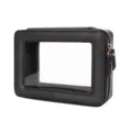 Vista dettagliata di una borsa cosmetica nera in pelle PU con finestra trasparente - Nero