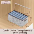 Houndstooth pattern fabric storage box with lid and handle, 7 compartments for clothes - Houndstooth / 7 Slots/Pack