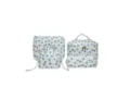 Elegant 4-piece quilted floral cosmetic bag set with blue rose pattern on white cotton - 25*16*16cm / Large Makeup Case / Blue Rose