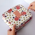 Travel toiletry bag with smiley face and heart pattern, waterproof square organizer - Pink Smiley Face
