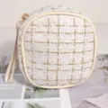 Mini trousse de maquillage élégante en tweed blanc pour rouge à lèvres et serviettes - 14*13*5.5 / Abricot Lacté