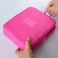 Large capacity waterproof travel makeup organizer bag in rose red finish for storage - Rose Red