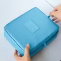 Large capacity blue waterproof travel cosmetic bag for convenient toiletries storage - Sky Blue