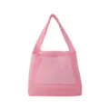 Vibrant pink nylon mesh cosmetic bag with sturdy portable handles for beach or bathroom storage - 23cm * 22cm * 15cm / Pink