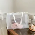 Bolso tote de malla blanca transparente minimalista de gran capacidad verano - Blanco