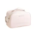 Trousse de maquillage voyage en EVA rose crème avec poignée et imprimé - Style à Double Fermeture Éclair / Blanc Cassé
