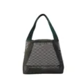 Dark green portable nylon mesh storage bag for cosmetics toiletries and beach items - 23cm * 22cm * 15cm / Green