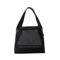 Portable black nylon mesh tote bag for bathroom toiletries and beach essentials - 23cm * 22cm * 15cm / Black