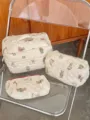 Set of three quilted cotton cosmetic storage bags featuring adorable bear print patterns - Pencil Case / 19x8x6cm / Bear