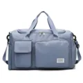 Durable light blue sports gym bag with dry wet separation and a side shoe compartment - Blue
