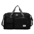 Black multipurpose sports gym bag with shoe compartment and adjustable strap - Black