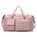 Water-resistant pink sports gym bag with shoe compartment and dry wet separation - Sweet Pink