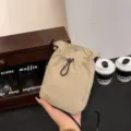 Elegante minibolso bandolera de lona caqui con cierre de cordón y estilo minimalista - 12*18*4 / Urbano Minimalista (7.17-H.) / Caqui Oscuro
