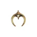 Macro detail of a golden star-moon shaped stainless steel brooch with polished finish. - Gold