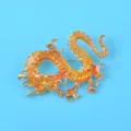 Elegant orange enamel Chinese dragon brooch pin for coats and fashion accessories - Orange Yellow Enamel Dragon (230720-1)