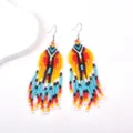 Elegante handgefertigte böhmische bunte Perlenohrringe mit langen Fransen für Damen - Stil 03 (Bunt Ethnisch)