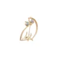Eleganter hohlgoldener Vogel-Brosche mit zwei glänzenden grauen Perlenaugen für Mode - Hohlvogel mit Doppelperlen / Gold