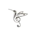 Eleganter silberner Kolibri Musiknoten Brosche Pin mit hohlem Metalldesign Geschenk - Kolibri mit Musiknote / Silber