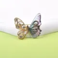 Eleganter Schmetterlings-Brosche mit goldener Strass-Tragfläche und lila Glitzerflügel - Stil 02 Lila Schmetterling
