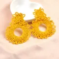 Modische handgefertigte gelbe Perlenohrringe mit übertriebenem böhmischem Design - Übertriebener Runder Ring-Stil / Sonnenblumengelb