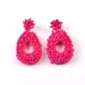 Impresionantes pendientes de cuentas hechos a mano en rosa vibrante de moda. - Teardrop / Rosa rojo