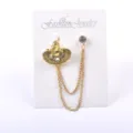 Vintage-Brosche Gold Hexenhut mit Kristallkettenquaste Accessoire - Hexenhut / Stil 02 Antikgold (230806-1)